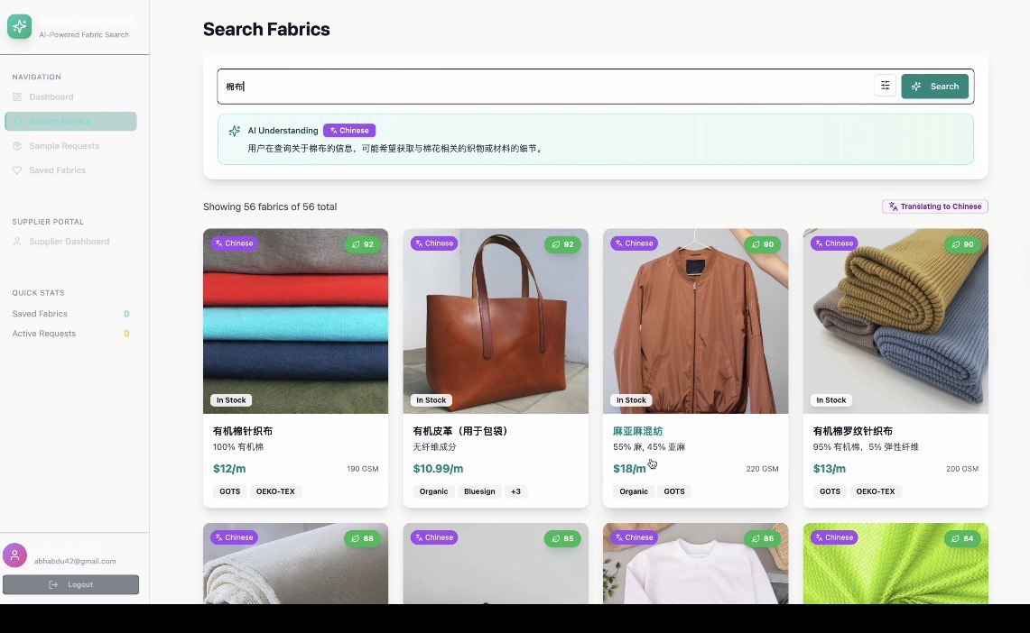 Fabric Fingerprint search interface
